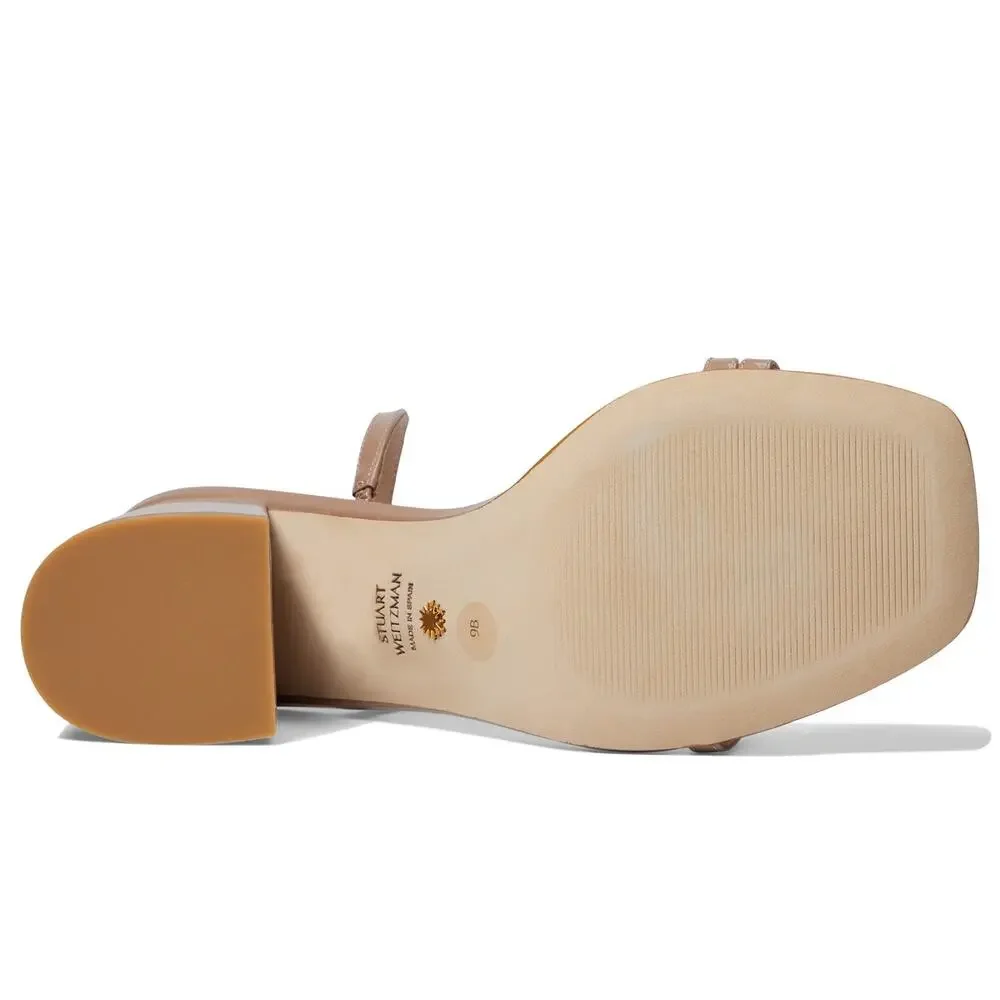 STUART WEITZMAN SOIREE 85 BLOCK SANDAL FAWN 7.5 B
